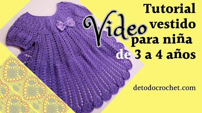 Tutorial video completo de vestido a crochet para nenas de 4 años