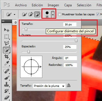 Tamaño pincel photoshop