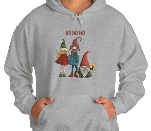 Unisex Ho Ho Ho Cute Drawn Christmas Gnomes Heavy Blend™ Hooded Sweatshirt