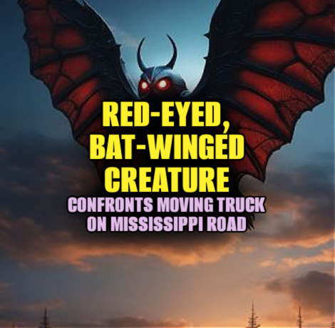 RED-EYED, BAT-WINGED CREATURE Confronts Moving Truck on Mississippi Road
