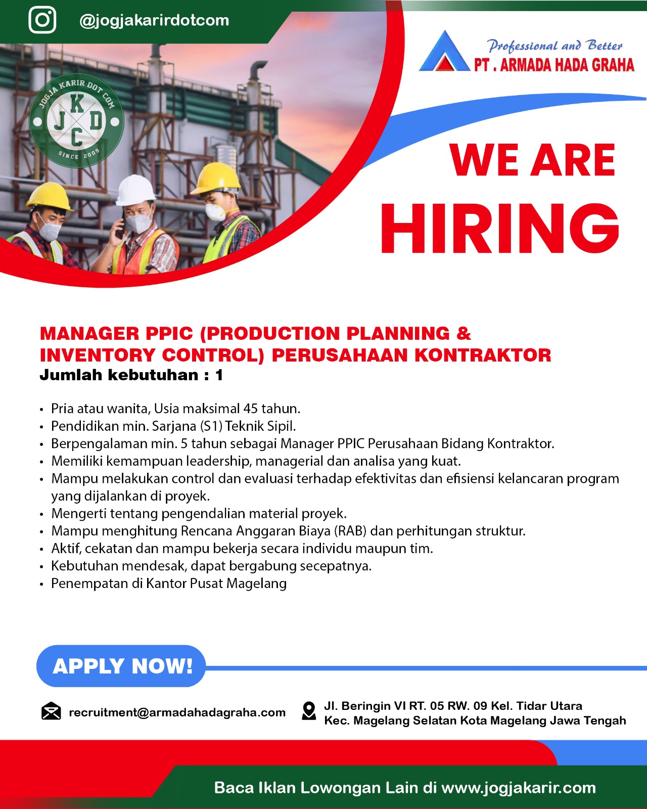 Loker Magelang, Semarang, Jakarta di PT Armada Hada Graha