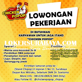 Lowongan Kerja di Chiken Popop Surabaya Terbaru Mei 2019