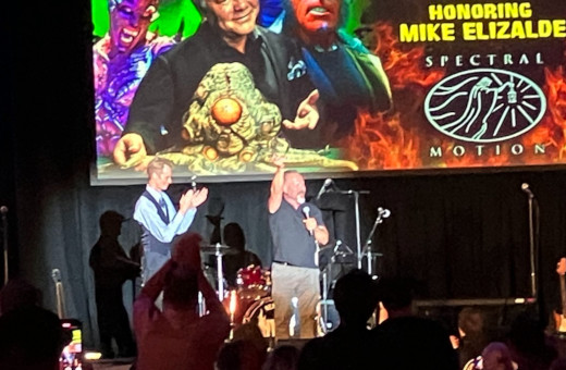 Author's photo - Mike Elizalde being honored at Monsterpalooza 2023