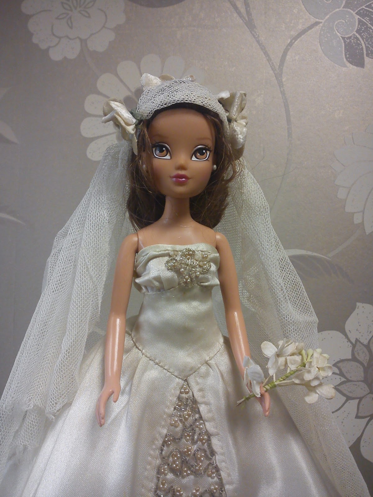 Ivory satin vintage dolls