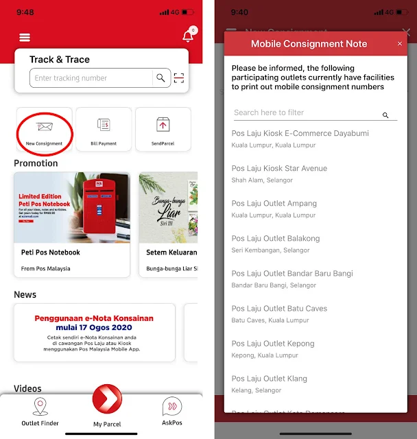 Cara Mengisi Borang Online (E-Connote) Melaluis Apps Poslaju. Tak Perlu Tulis Borang Manual Dah