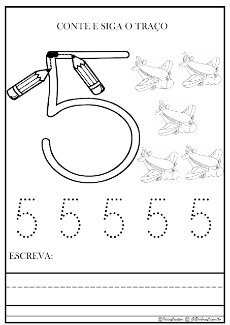 Atividades Numerais Pontilhados 1 a 5