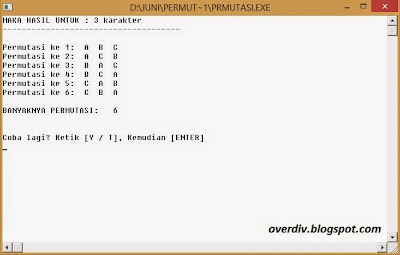 Program Permutasi Turbo Pascal (TPW)