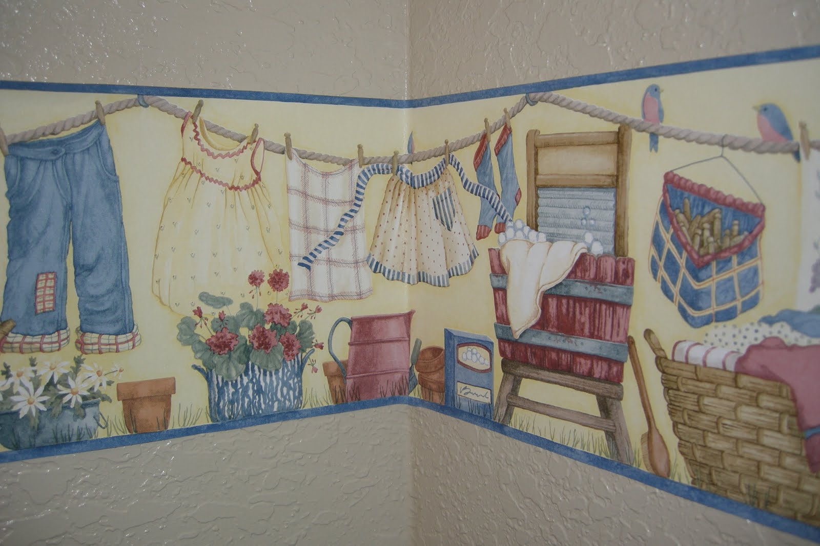 Blue Laundry Room Wallpaper Border | Wallpaper & Border ...