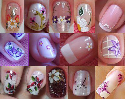 Belleza de uñas primaveral con flores de todo tipo