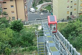 The Ascensore di Quezzi climbs 249 feet to link two parts of the hillside district