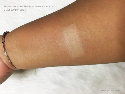 Maybelline Fit Me Skin Fit Powder Foundation Swatches in The Shade Sun Beige