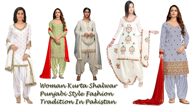 Woman Kurta Shalwar Punjabi Style Fashion Tradition In Pakistan