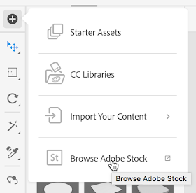 Selecting Browse Adobe Stock from the Add and Import Content button