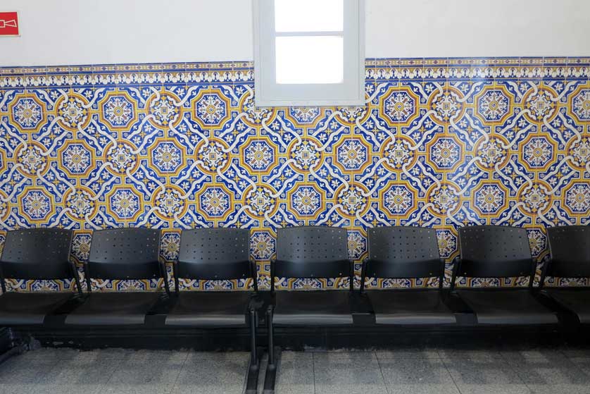 Azulejos tiles in the station at the bottom of the hill.