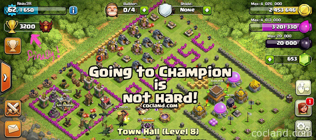 cara gampang masuk ke champhion league coc