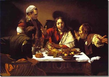 A Ceia em Emaús, Caravaggio, 1601, óleo e têmpera sobre tela