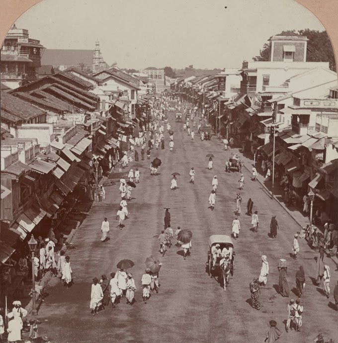 MG Road (Street Scene), Vadodara (Baroda), Gujarat, India | Rare & Old Vintage Photos (1901)