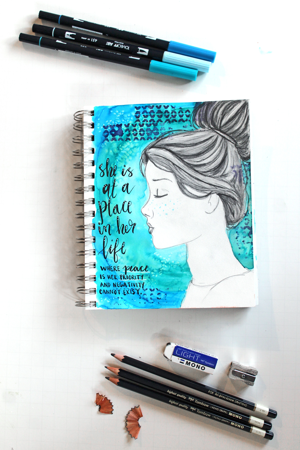 Create a mixed media art journal page using this tutorial by @punkprojects and @Tombowusa products!