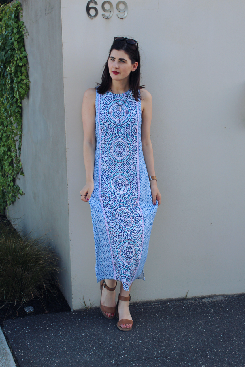 printed dresses, moroccan printed dresses, folk print dress, tile print dress, boho dresses, australian bloggers, australian fashion bloggers, like a harte, likeaharte, sportsgirl bloggers, ivana, ivana petrovic, asos sandals, new look sandals, pole tan sandals, summer outfit ideas, fun work outfits,