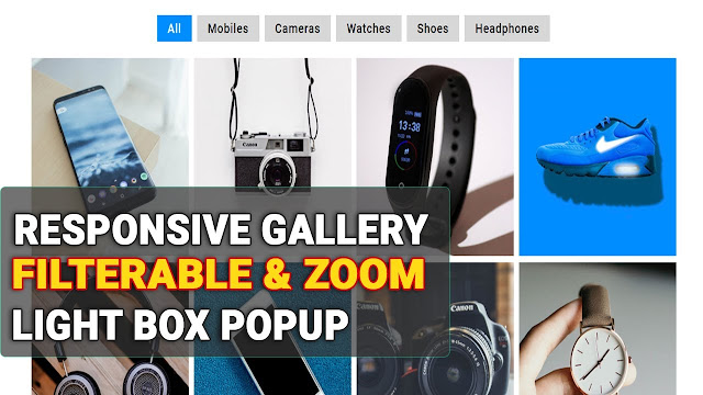 Responsive Filterable image gallery with image lightbox Magnific Popup  HTML CSS JQuery