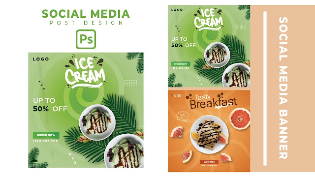 Ice cream social media banner design free download