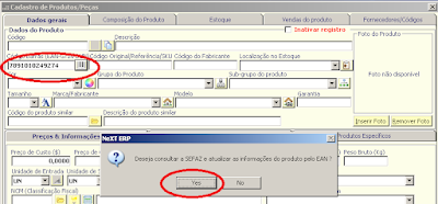 NeXT ERP Consulta GTIN Produto SEFAZ
