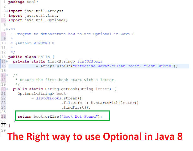 Java 8 Optional Example - isPresent(), OrElse() and get()