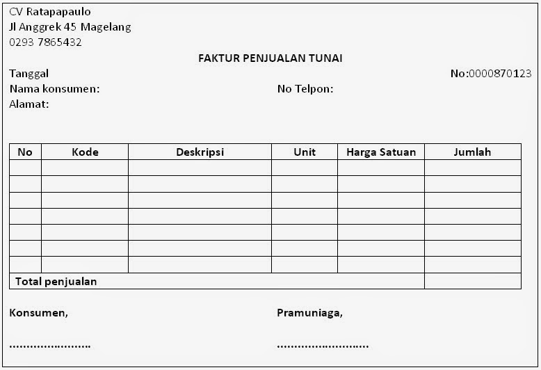 CONTOH : Faktur, Kwitansi, Nota - Sang Pujangga Kecil