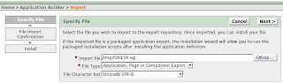 start to import apex application