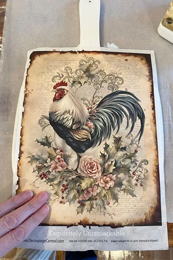 Rooster Rice Paper On Cutting Board