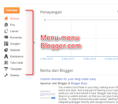 Memahami Menu-Menu Dasar Blogger