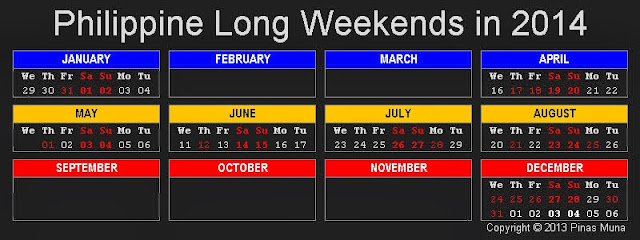 Long Weekends in the Philippines in 2014