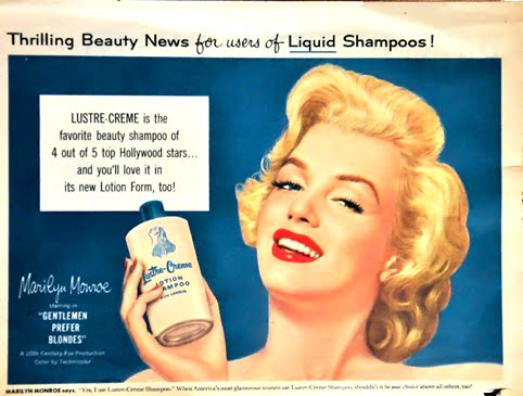 Vintage Marilyn Monroe hair shampoo ad