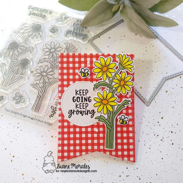 Keep Going, Keep Growing Card by Diane Morales | Floral Delights Stamp Set, Basic Frames Die Set, Bright Basics Paper Pad and Circle Frames Die Set by Newton's Nook Designs #newtonsnook #handmade