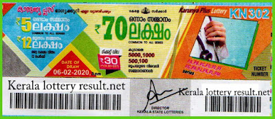 Kerala  Lottery Result 06-02-2020 Karunya Plus KN-302 (keralalotteryresult.net)