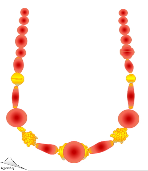 ミノア文明・アルカネス遺跡・金製ビーズとカーネリアンのネックレース Minoan Gold and Carnelian Necklace, Archanes／©legend ej