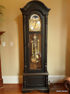 black gold grandfather clock