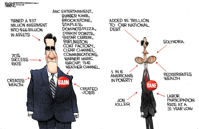 Mitt Romney, Barack Obama, Political Cartoon