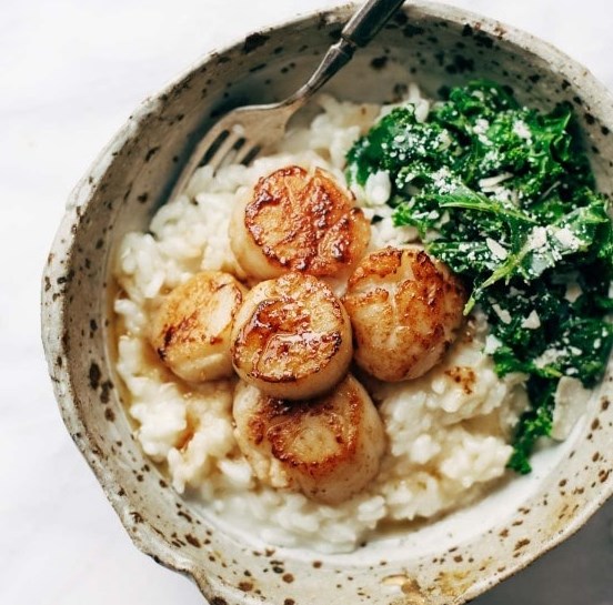 Brown Butter Scallops with Parmesan Risotto #dinner #bestrecipe