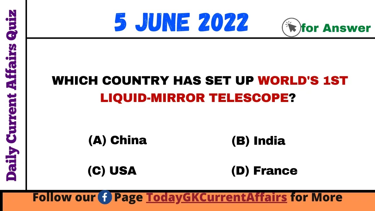 Today GK Current Affairs on 5th June 2022