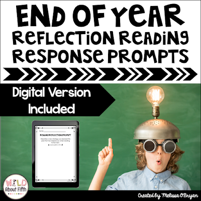 end of the year reading reflection journal response prompts