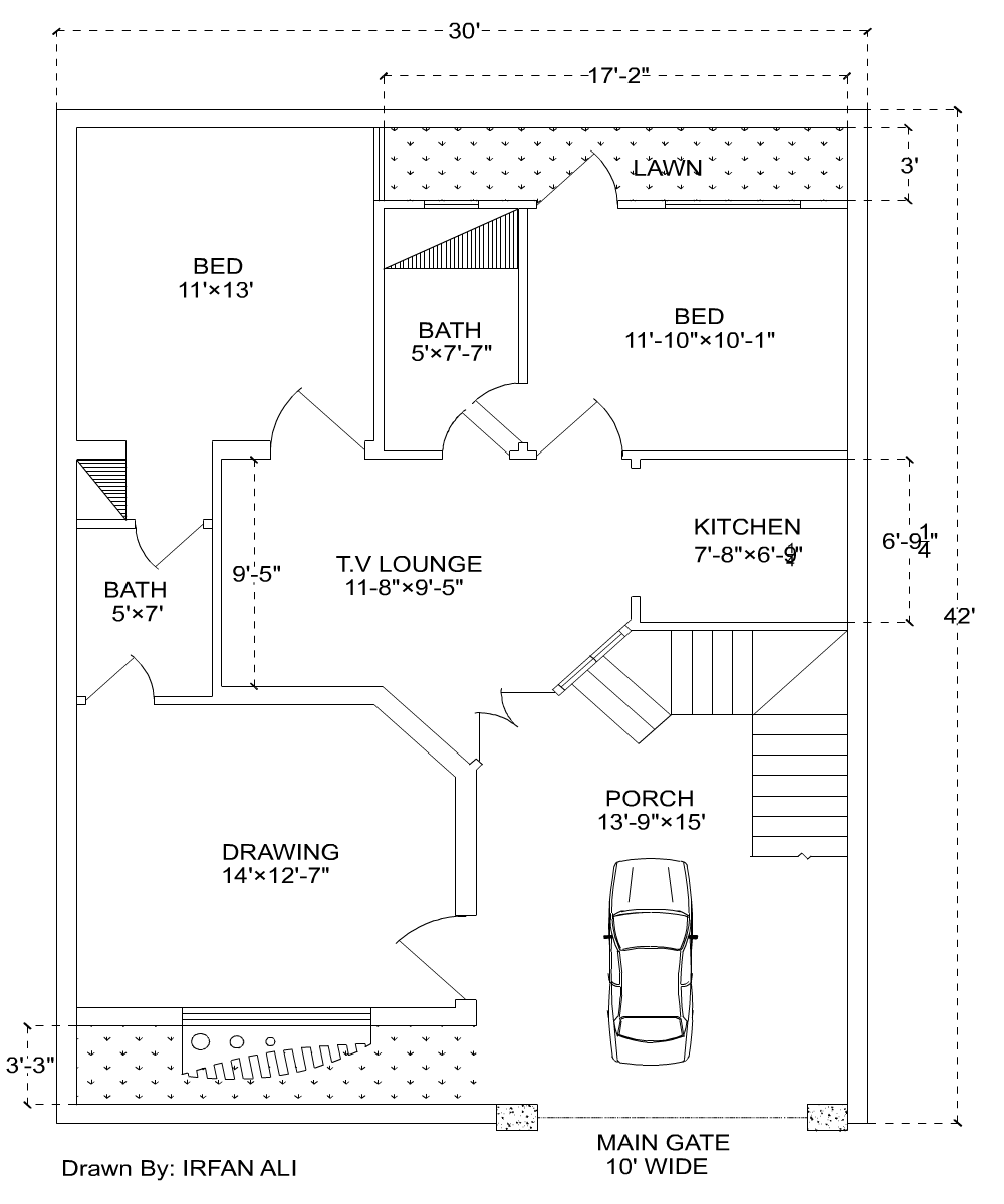 6 Marla  house  plan 30  42 Modern House  Plan