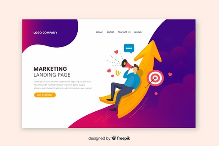Flat Marketing Landing Page Template Free Vector