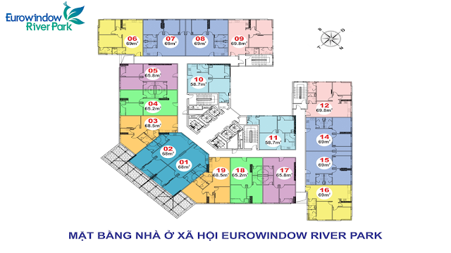 Mặt bằng tòa Park 4 nhà ở xã hội Eurowindow River Park