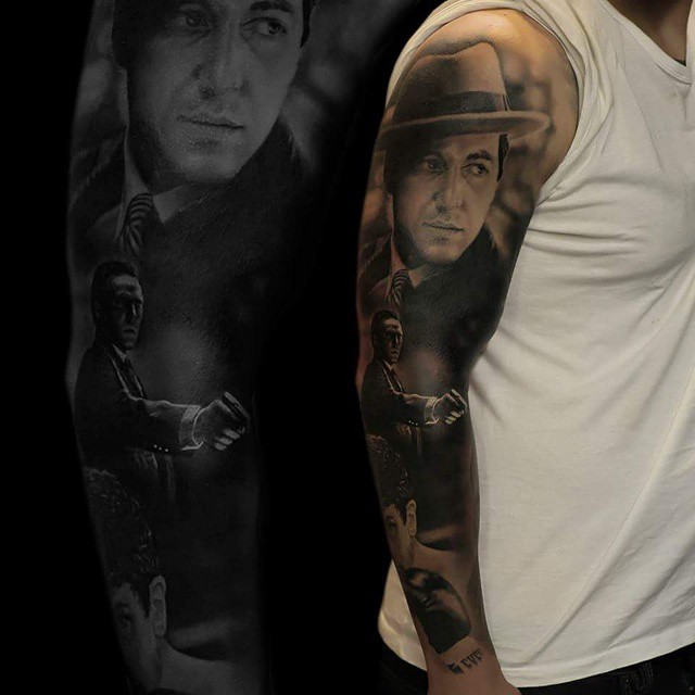 Old Gangster Scene Full Arm Tattoo ~ z Tattoo Geek - Ideas for best tattoos