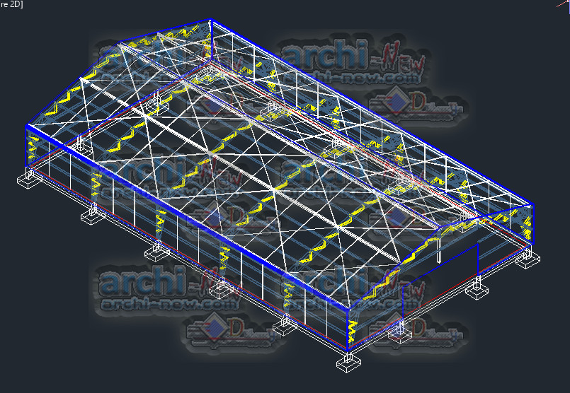 Download AutoCAD CAD DWG file 3d hangar breeding ground 