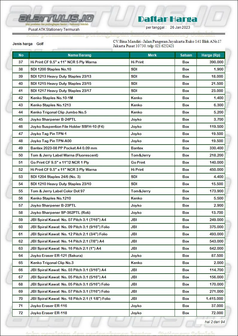 Supplier ATK dengan Katalog alat tulis terbaru 2023