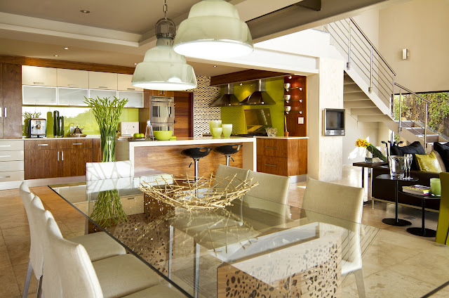 Modern bright dining room of the modern villa