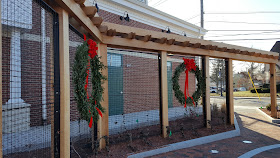 wreaths on the backdrop in the new Horace Mann Square