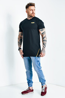 Camisetas alongada preta unissex sem genero YED Exclusive longline diferenciada camiseta da moda